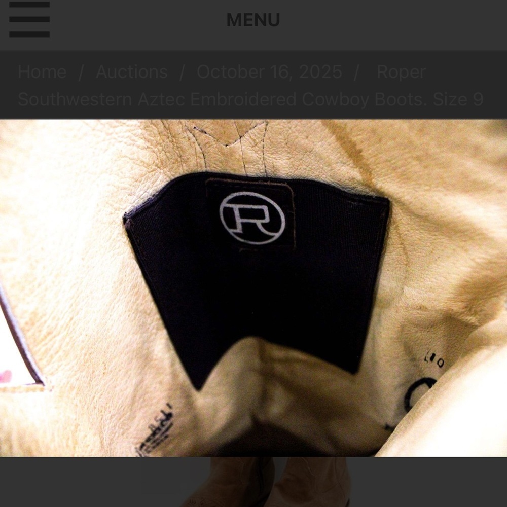 Roper Tan Cowboy Boots with Embroidery - Picture 2 of 8